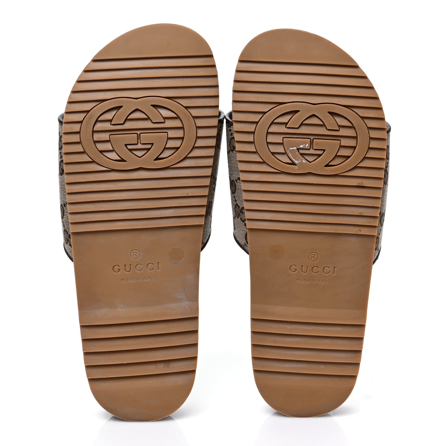 Gucci Canvas GG Monogram Mens Slide Sandals 10 Beige 5 of 9