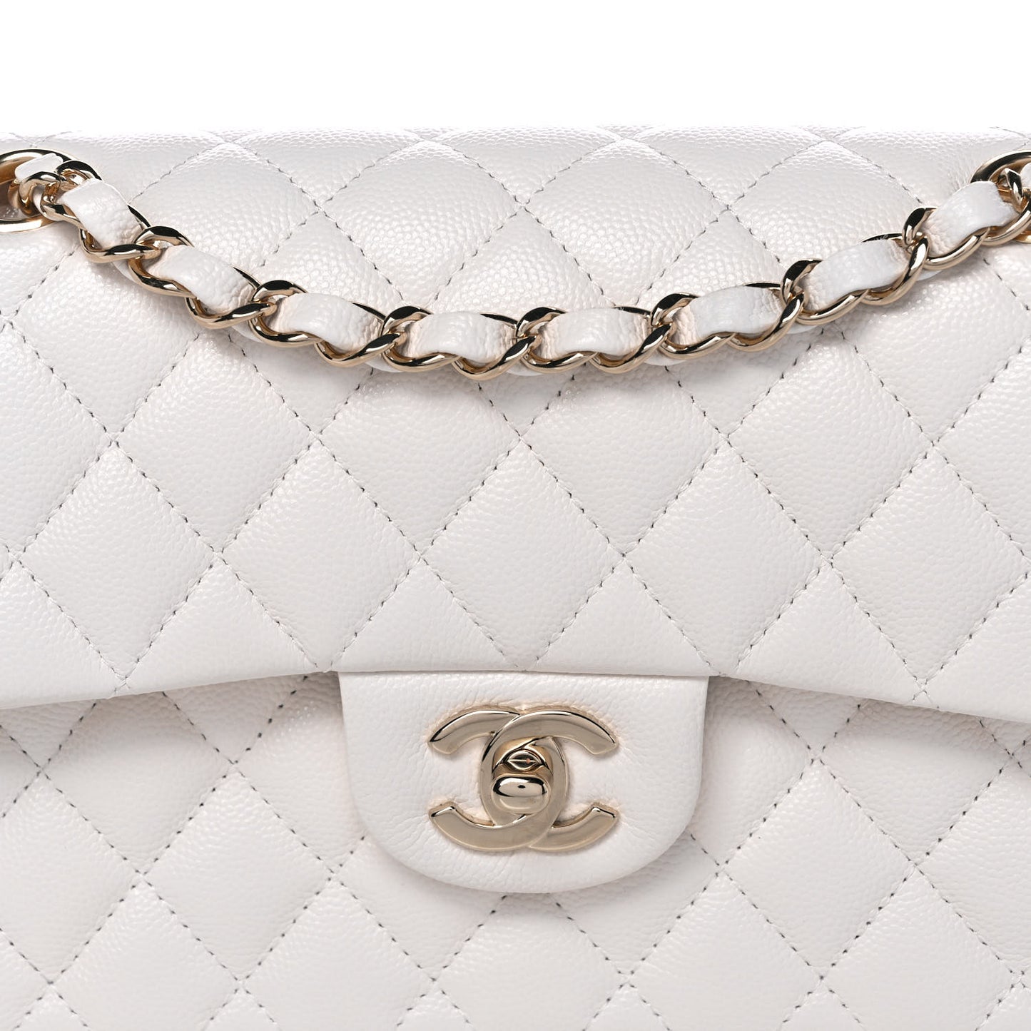 Caviar Quilted Small Double Flap White