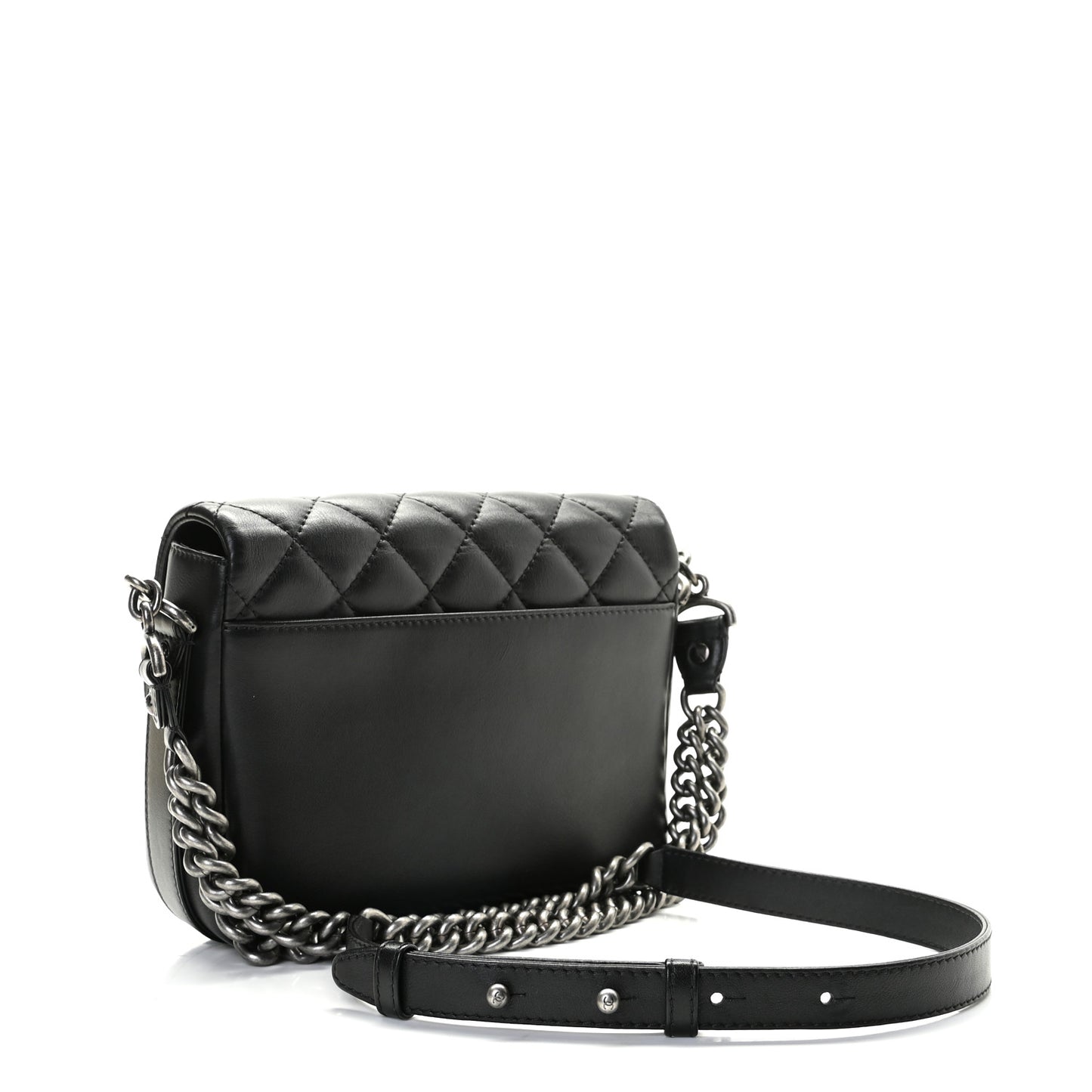Calfskin Quilted Medium Rock My Shoulder Flap Black