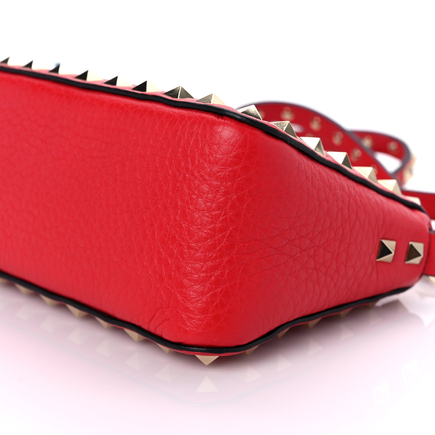 Valentino Garavani Pebbled Calfskin Small Rockstud Flip Lock Shoulder Bag Rouge Pur 7 of 8