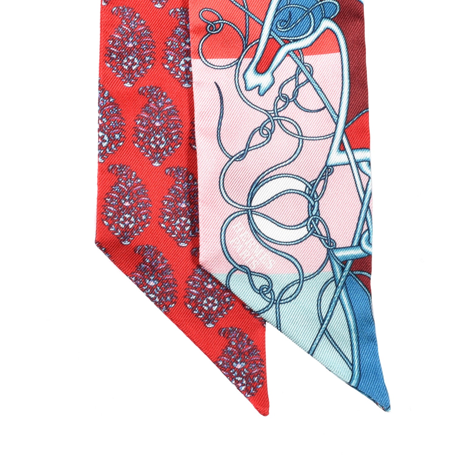 Hermes Silk Coup De Fouet Au Bloc Twilly Rouge Rose Bleu 2 of 3
