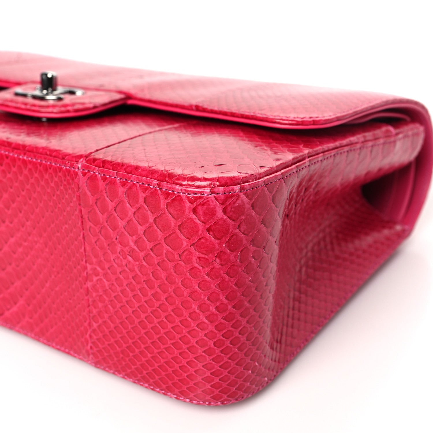 Chanel Snakeskin Jumbo Double Flap Pink 10 of 11
