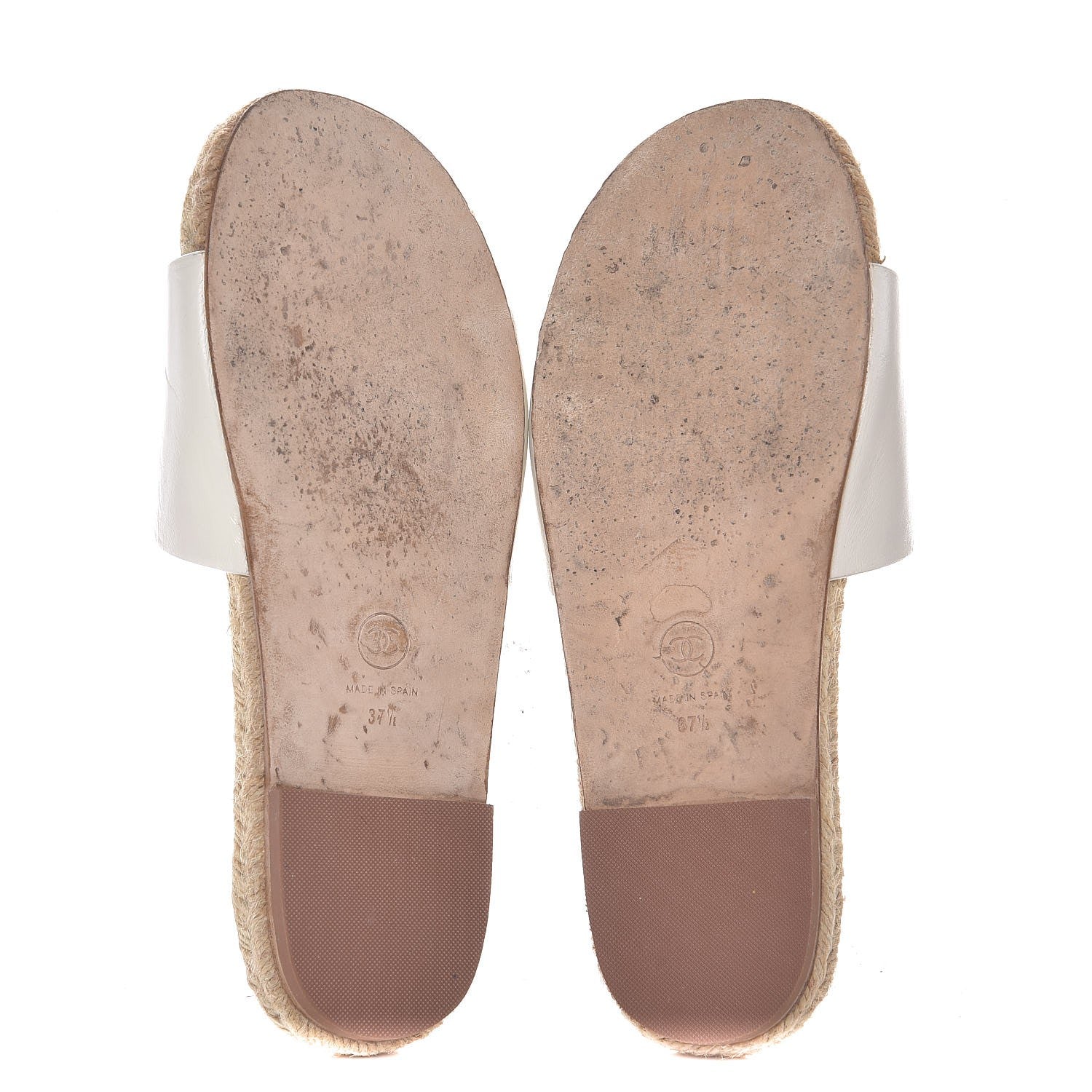 Chanel Calfskin Gripoix CC Espadrille Sandals 37.5 White 7 of 11