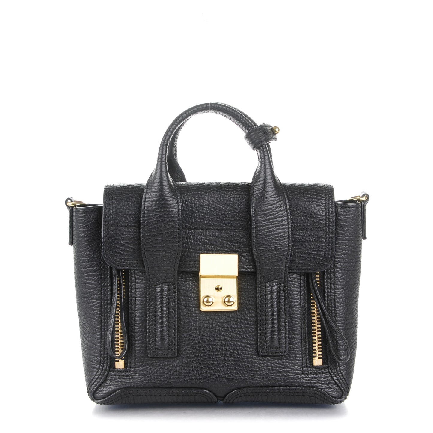 3.1 Textured Calfskin Mini Pashli Satchel Black