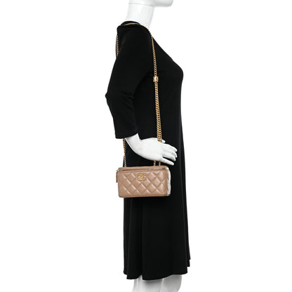 Chanel Lambskin Quilted Pearl Crush Small Vanity Case With Chain Beige 2 of 11