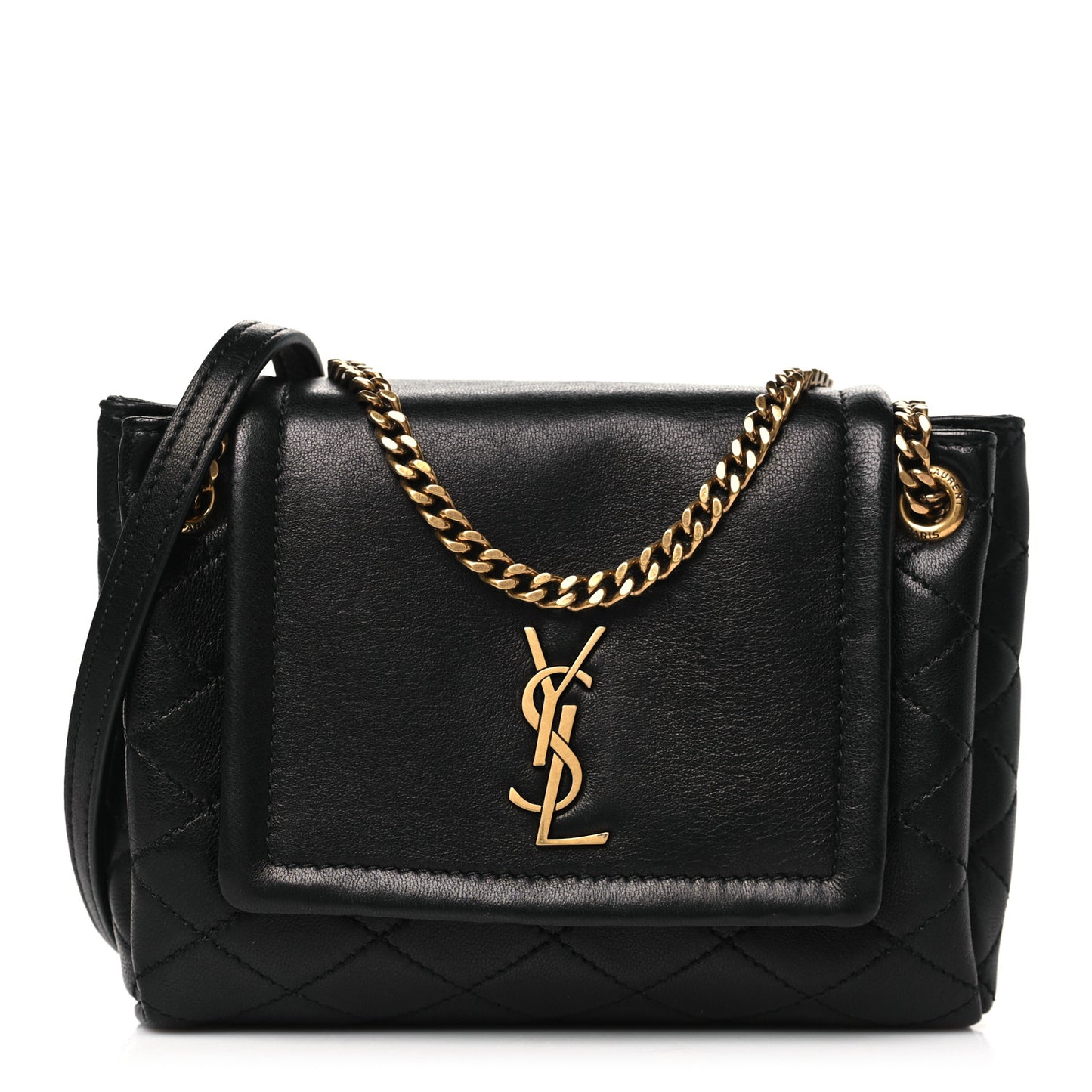 Lambskin Quilted Monogram Mini Nolita Black