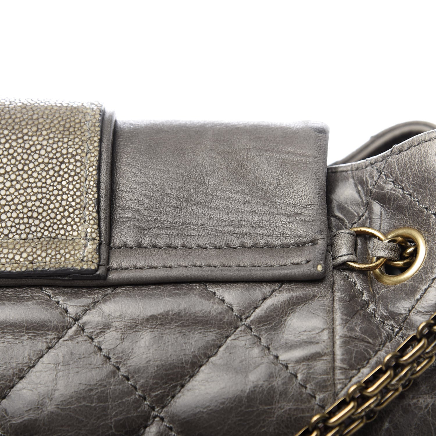 Chanel Glazed Calfskin Stingray Bindi CC Accordion Tote Grey 10 of 10