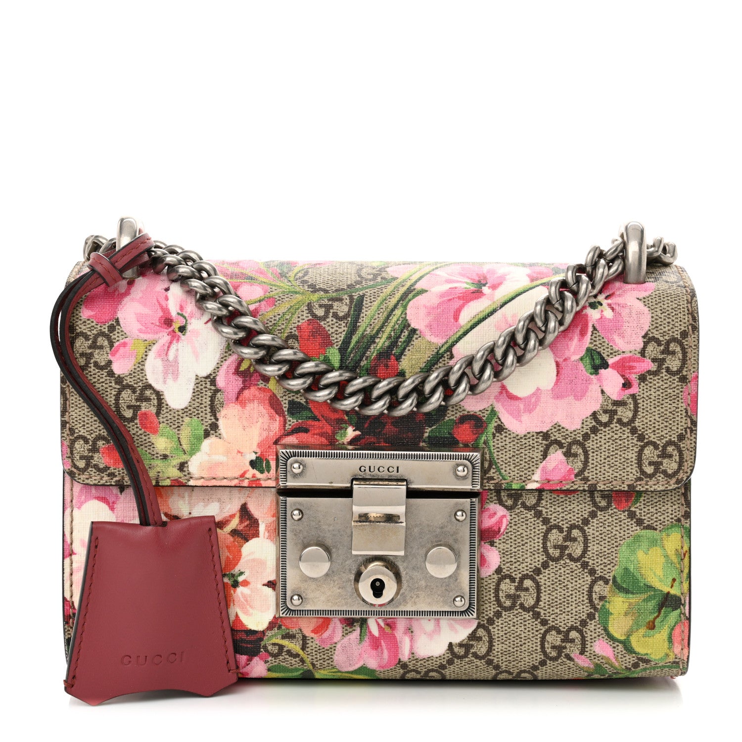 Gucci GG Supreme Monogram Blooms Small Padlock Shoulder Bag Beige Multicolor Dry Rose 1 of 13