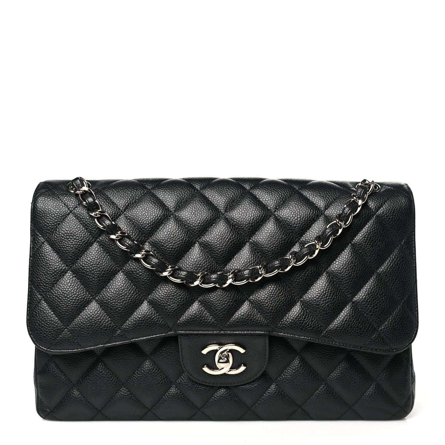 Caviar Quilted Jumbo Double Flap Black