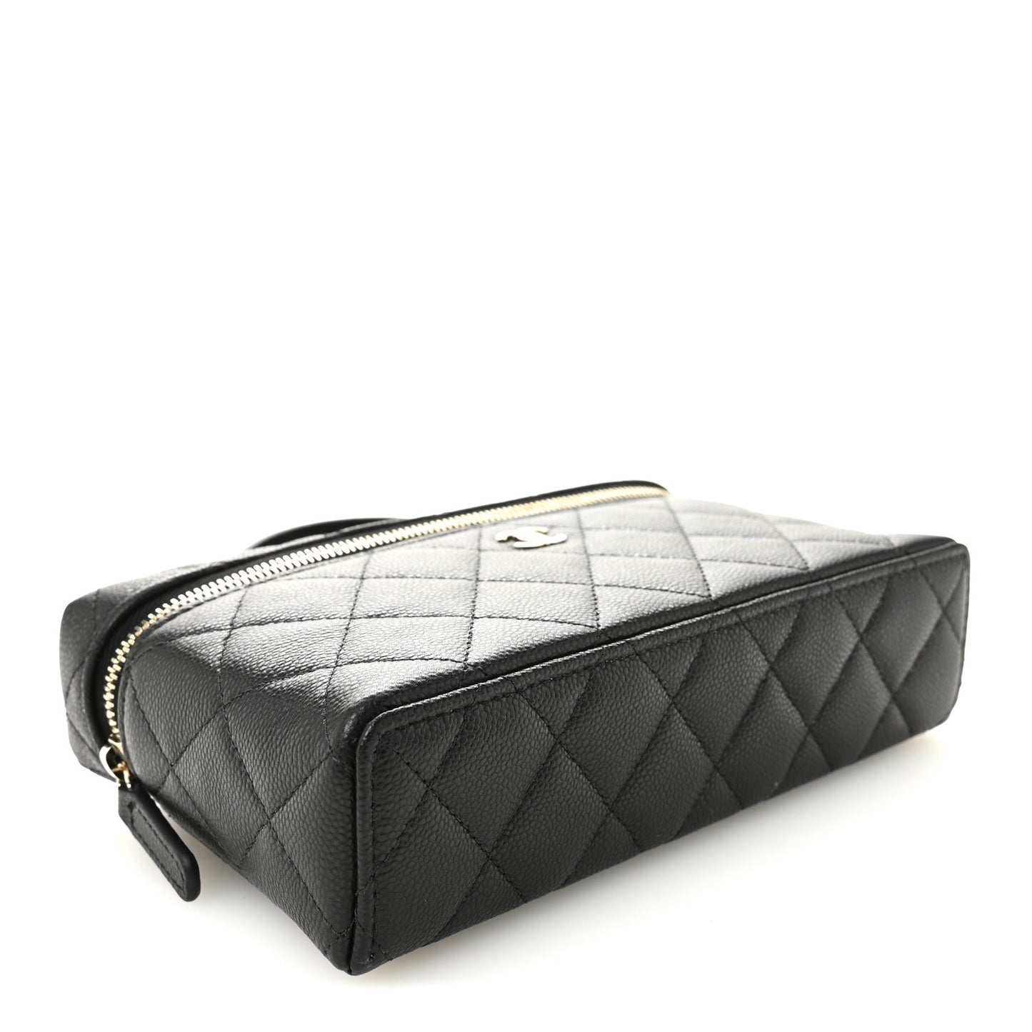 Caviar Quilted Top Handle Slim Vanity With Chain Black