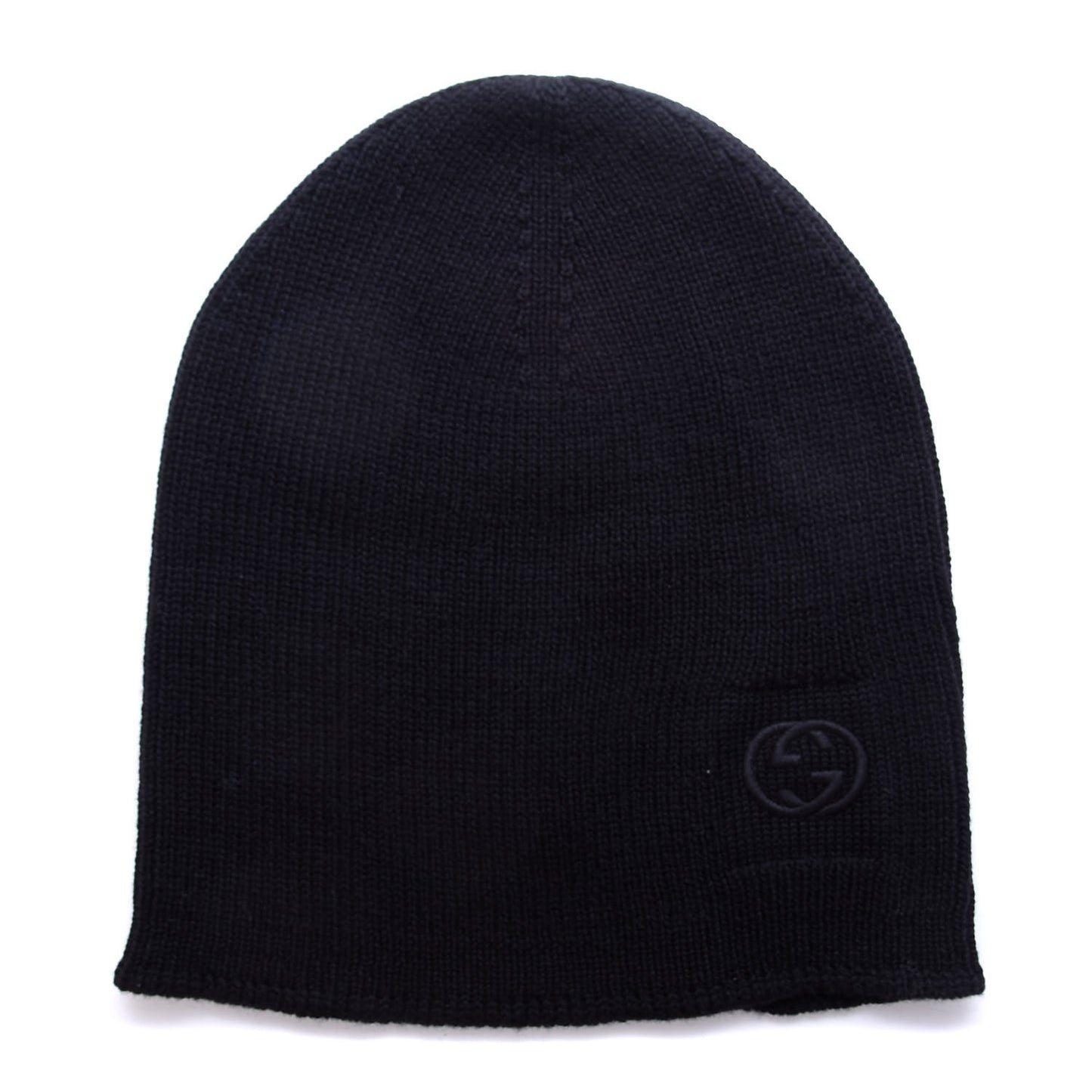 Wool Tricot Interlocking G Simple GG Beanie Hat M Midnight Blue