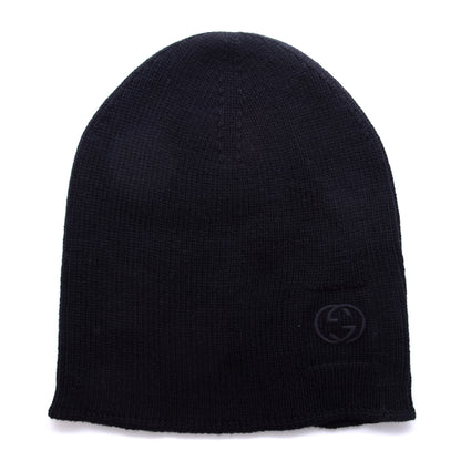 Gucci Wool Tricot Interlocking G Simple GG Beanie Hat M Midnight Blue 1 of 3