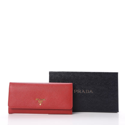 Prada Saffiano Metal Continental Flap Wallet Fuoco 9 of 9