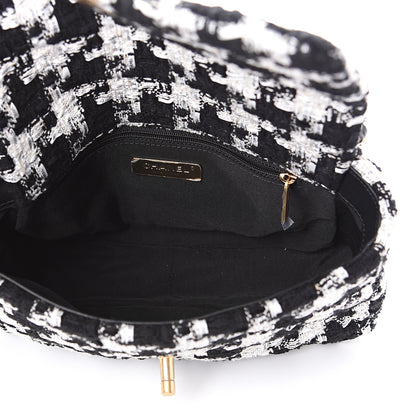 Chanel Tweed Quilted Medium 19 Flap Black Ecru White 4 of 9