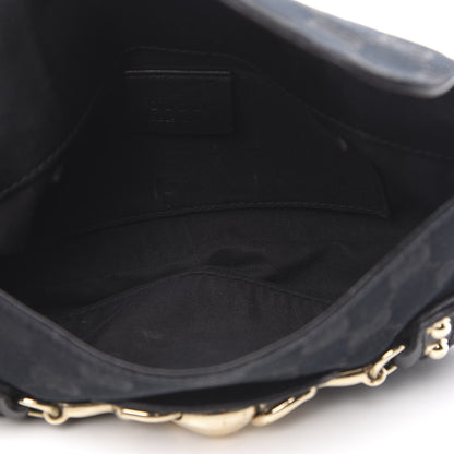 Gucci Monogram Horsebit Chain Flap Shoulder Bag Black 5 of 12