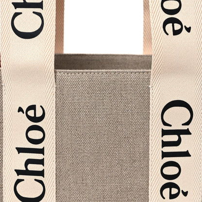 Chloe Cotton Calfskin Medium Woody Ribbon Tote White Brown 7 of 9