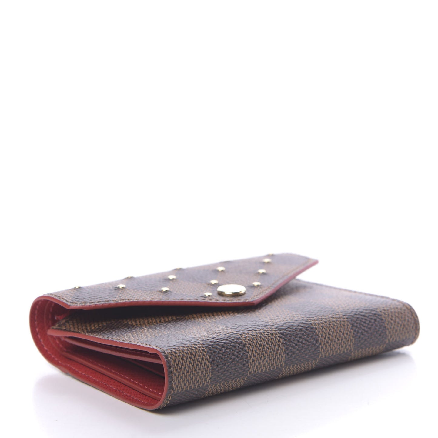 Damier Ebene Studded Victorine Wallet Cherry