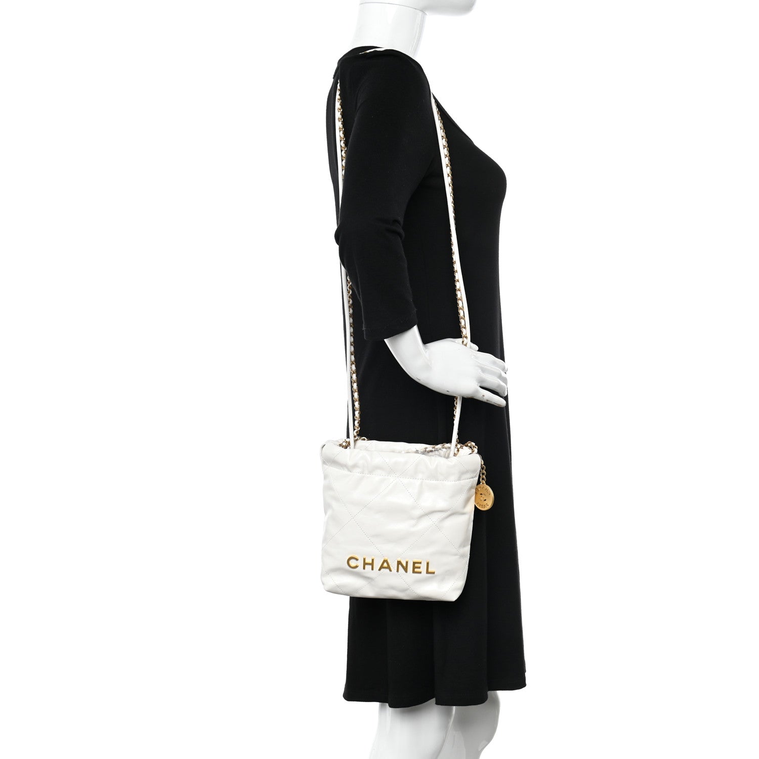 Chanel Shiny Calfskin Quilted Mini Chanel 22 White 2 of 11