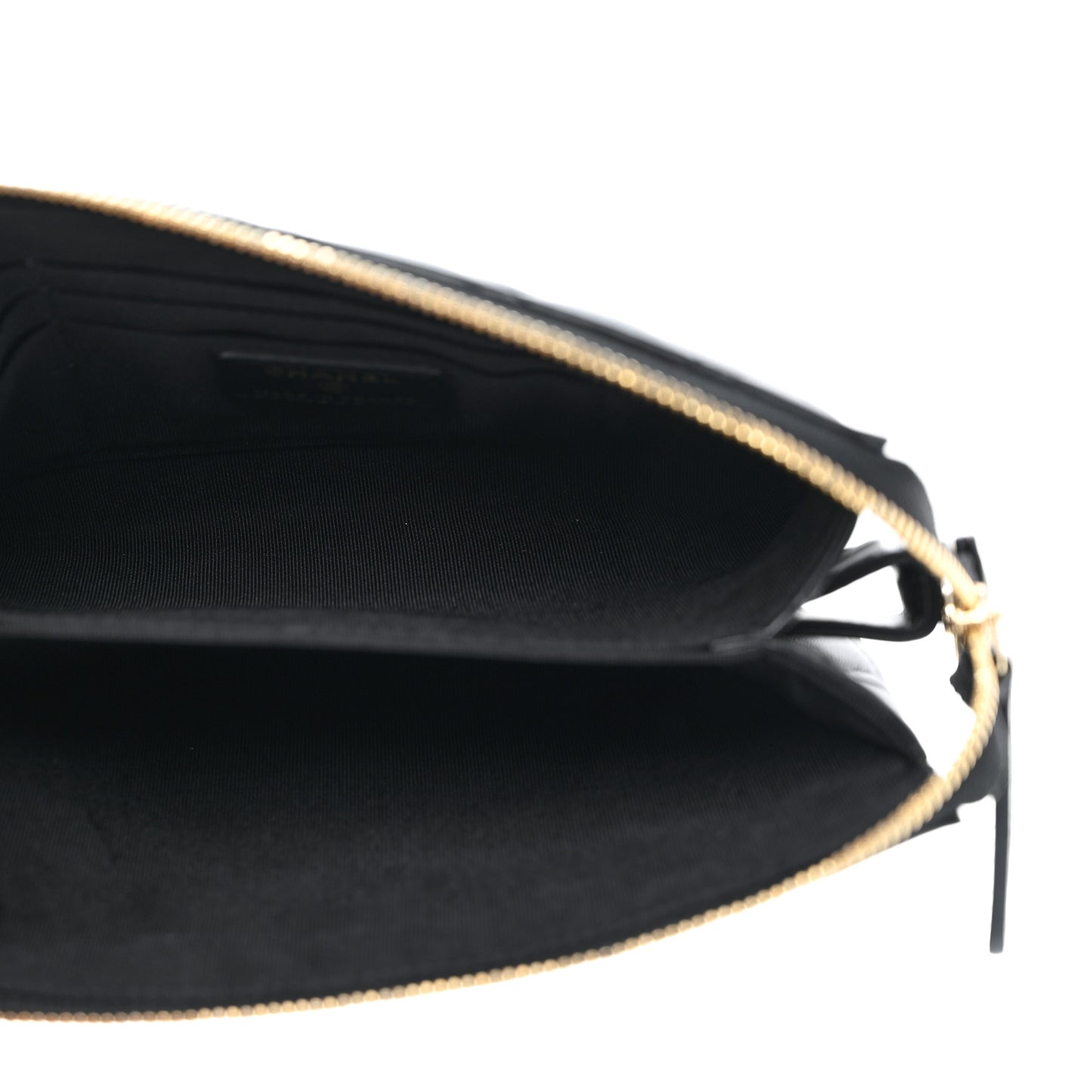 Lambskin Coco Charms Quilted Pouch Bag Black