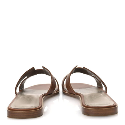 Hermes Box Calfskin Oran Sandals 38 Gold 6 of 11