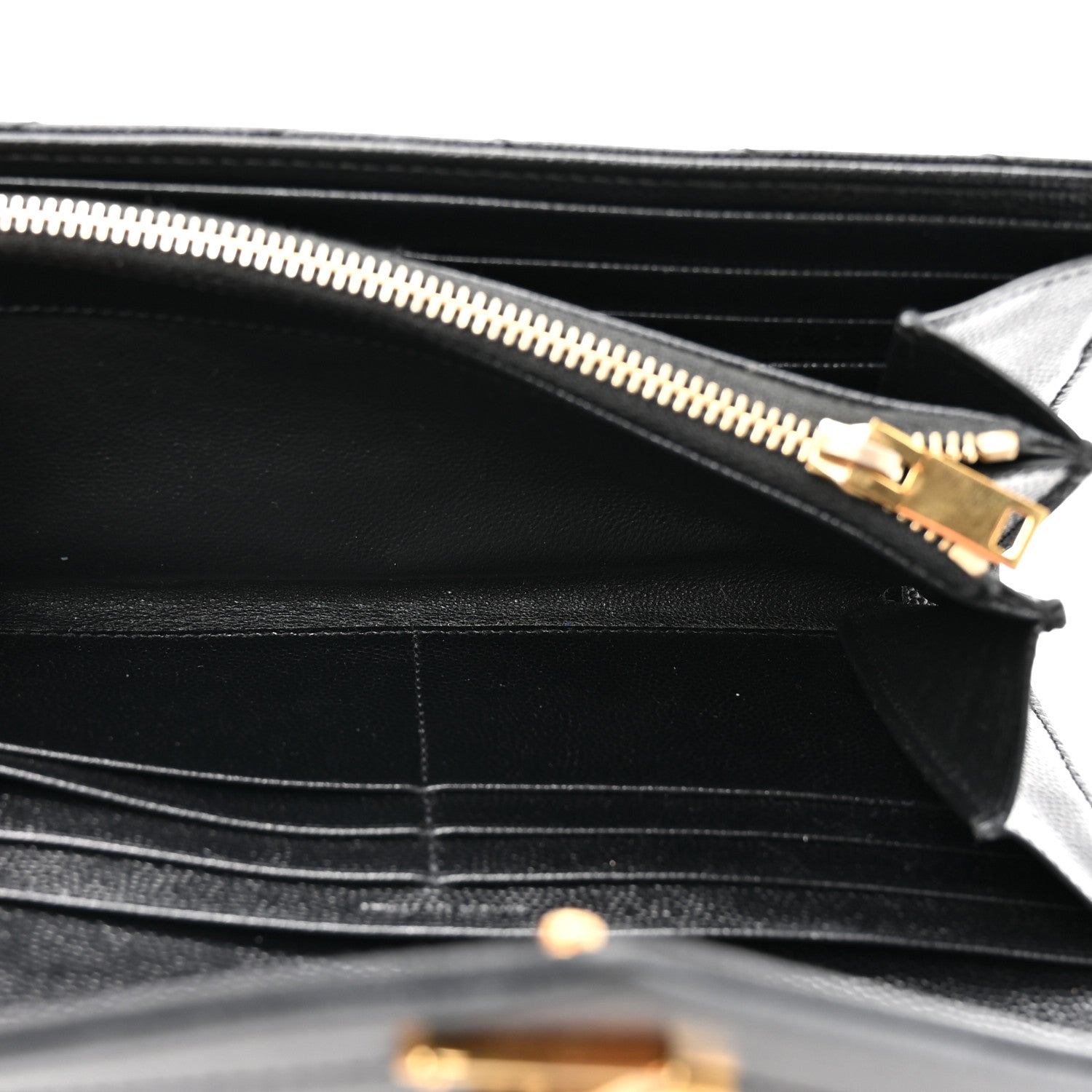 Saint Laurent Grain De Poudre Matelasse Chevron Monogram Flap Wallet Black 6 of 12