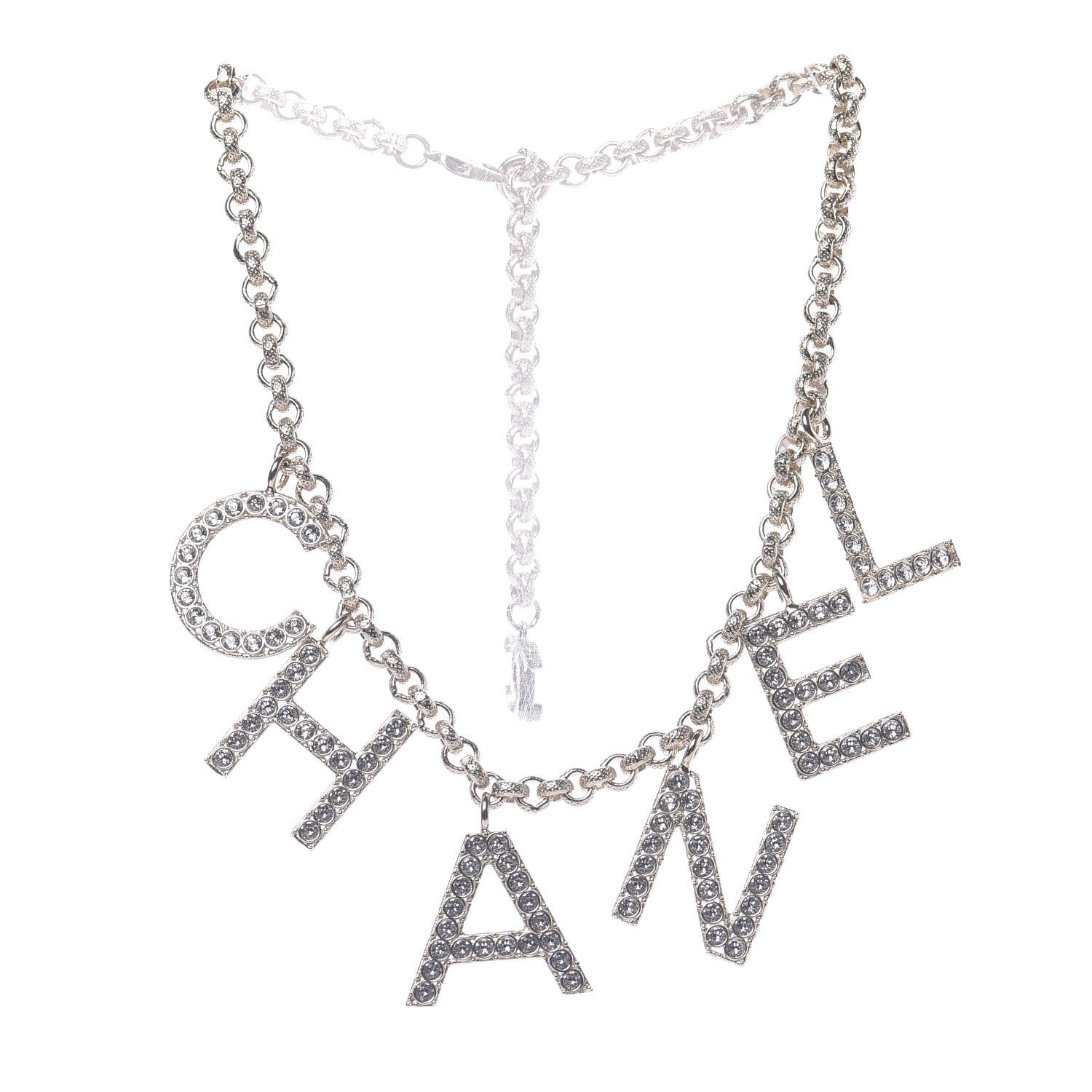 Chanel Crystal City of Lights Letter Chain Necklace Gold 3 of 6
