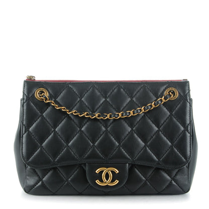 Chanel Calfskin Large Blizzard Zip Top Flap Bag Black 1 of 7