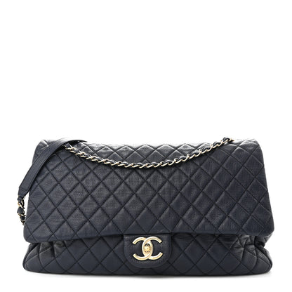 Chanel Calfskin Quilted XXL Travel Flap Bag Navy 1 of 15
