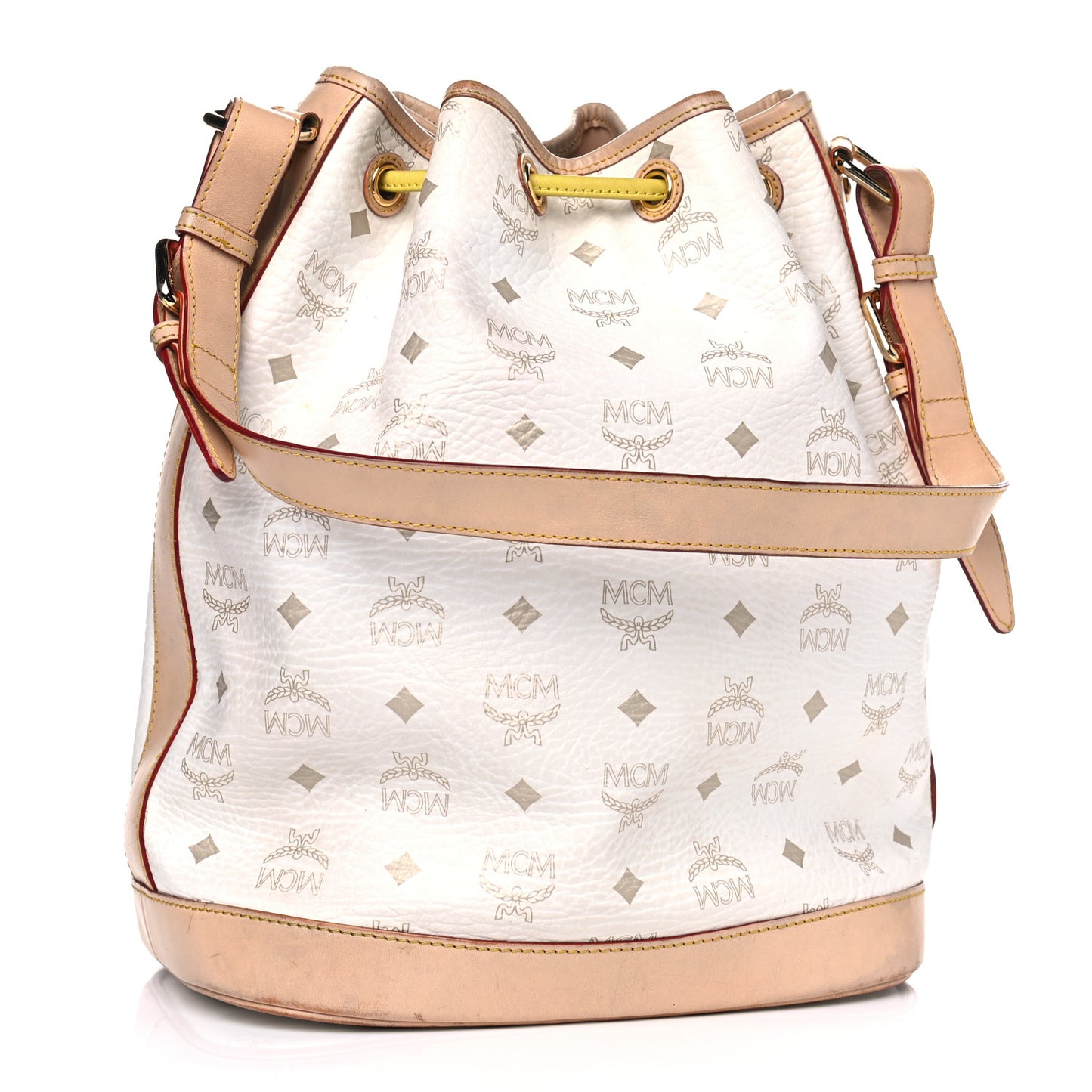 Visetos Drawstring Bucket Bag White