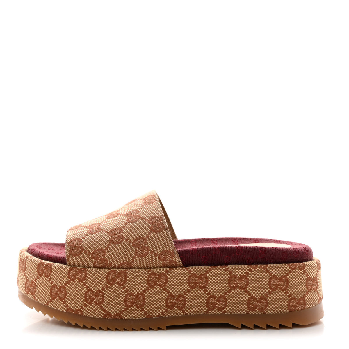 Canvas GG Monogram Angelina Platform Slide Sandals 35.5 Beige Ruggine