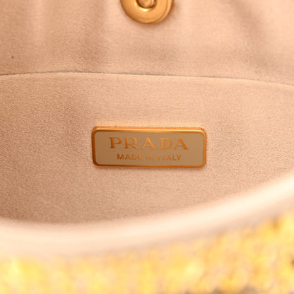 Prada Satin Crystal Cleo Adjustable Strap Shoulder Bag Platino 6 of 11