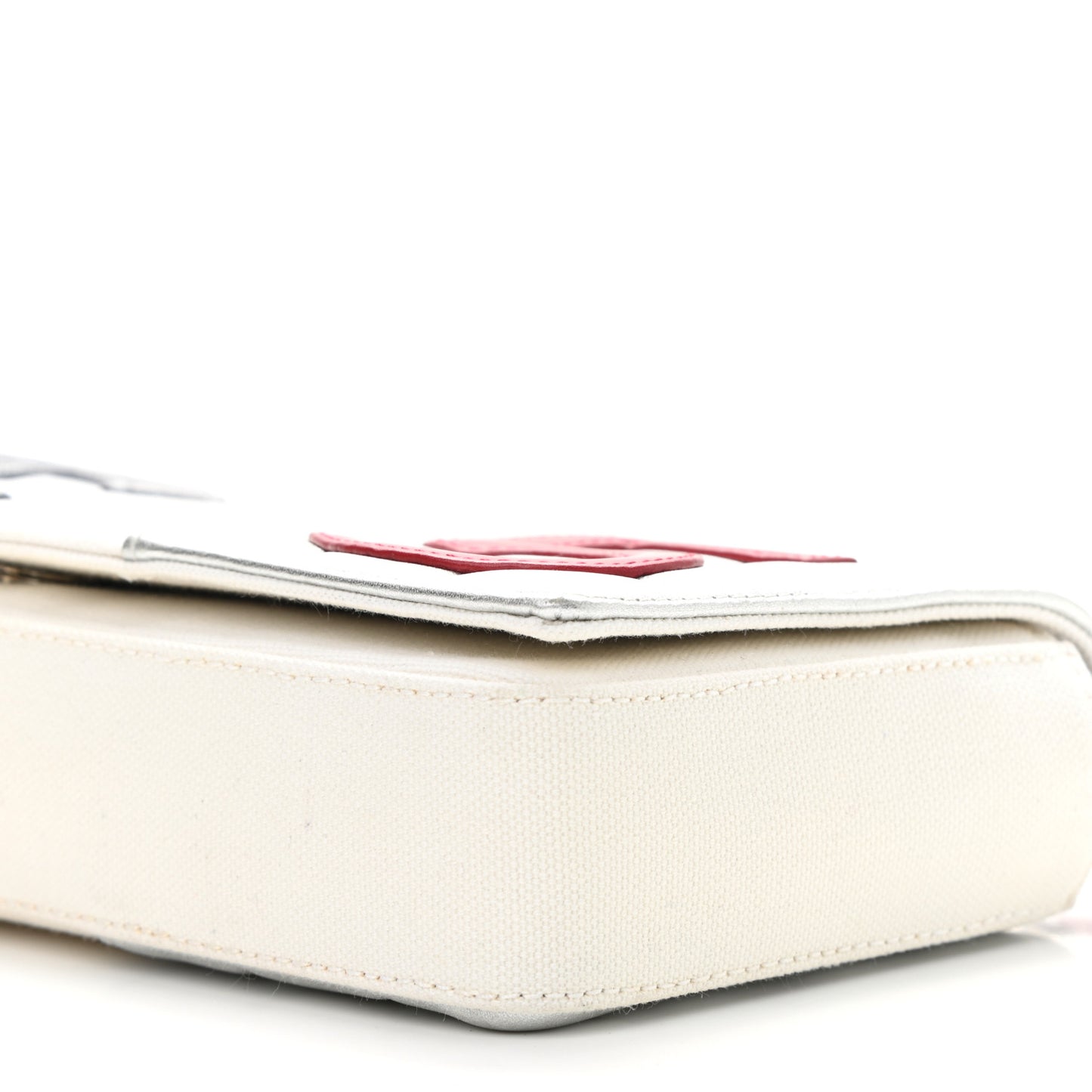 Metallic Lambskin Canvas CC N°5 Flap White