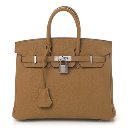 Hermes Togo Verso Birkin 25 Bronze Dore Bleu Brume 1 of 9