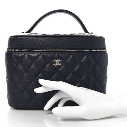 Chanel Caviar Quilted Large Vanity Pouch Dark Blue 2 of 10