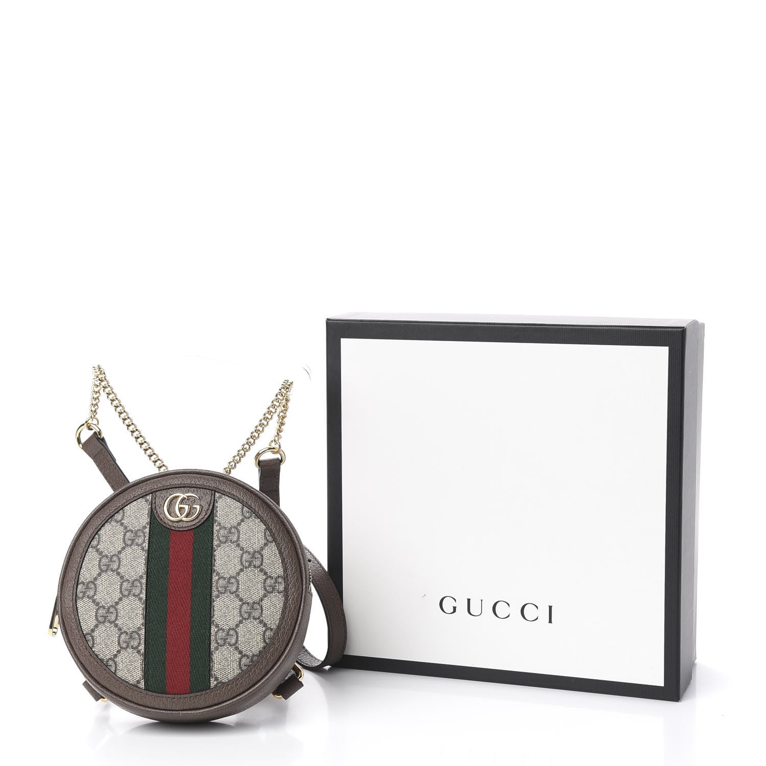 Gucci GG Supreme Monogram Web Mini Ophidia Round Backpack Brown 10 of 10