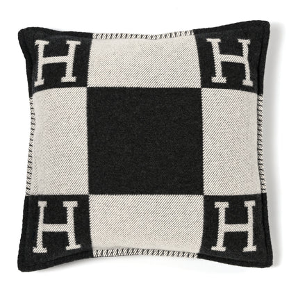 Hermes Wool Cashmere Avalon Pillow PM Ecru Gris Fonce 2 of 3