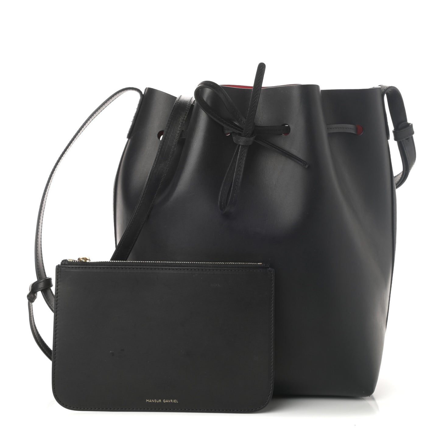 Vegetable Tanned Calfskin Bucket Bag Black Flamma