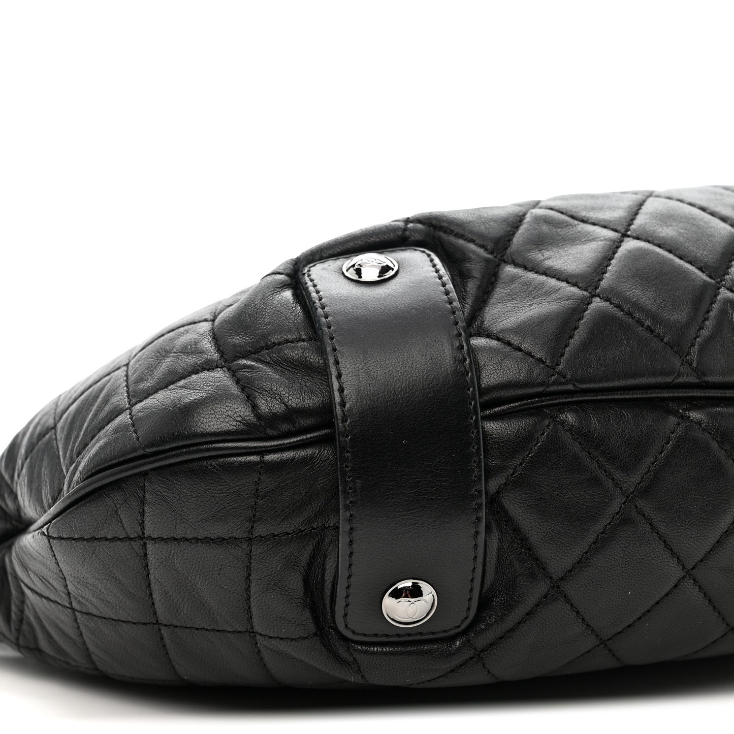 Lambskin Small Chain Mail Hobo Black