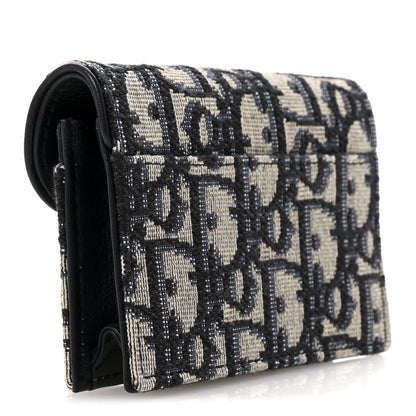 Christian Dior Oblique Saddle Card Holder Blue 3 of 8