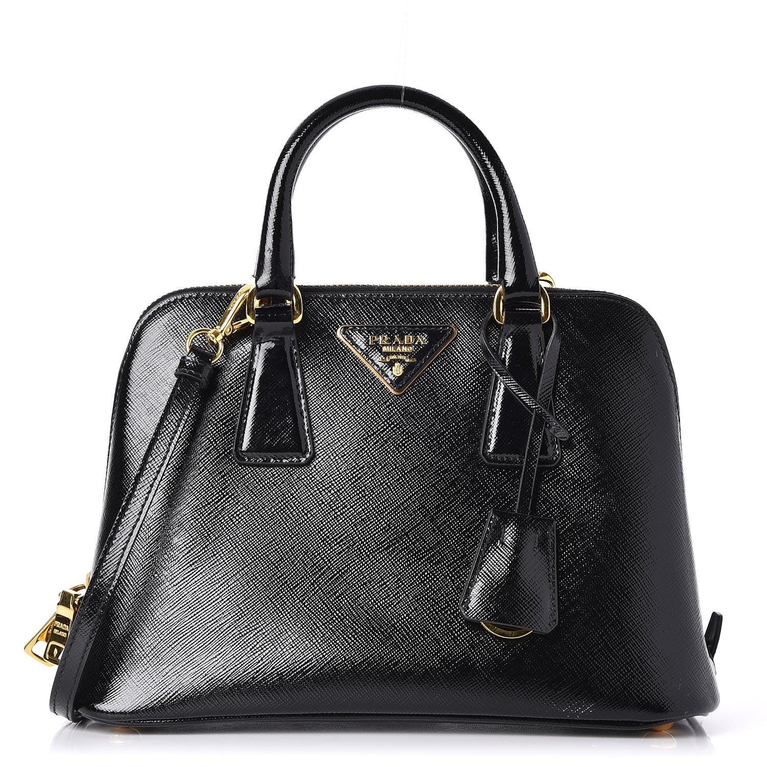 Prada Saffiano Vernice Small Promenade Tote Black 1 of 9