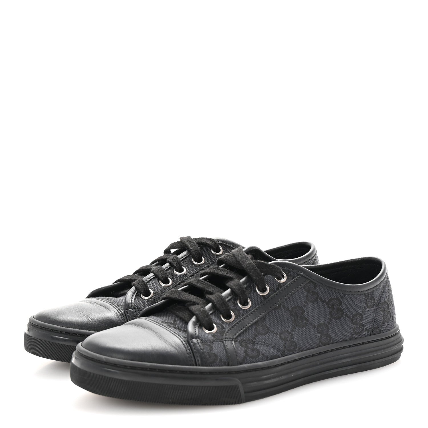 Gucci GG Monogram Calfskin Womens Low Top Sneakers 37 Piombo Black 8 of 20