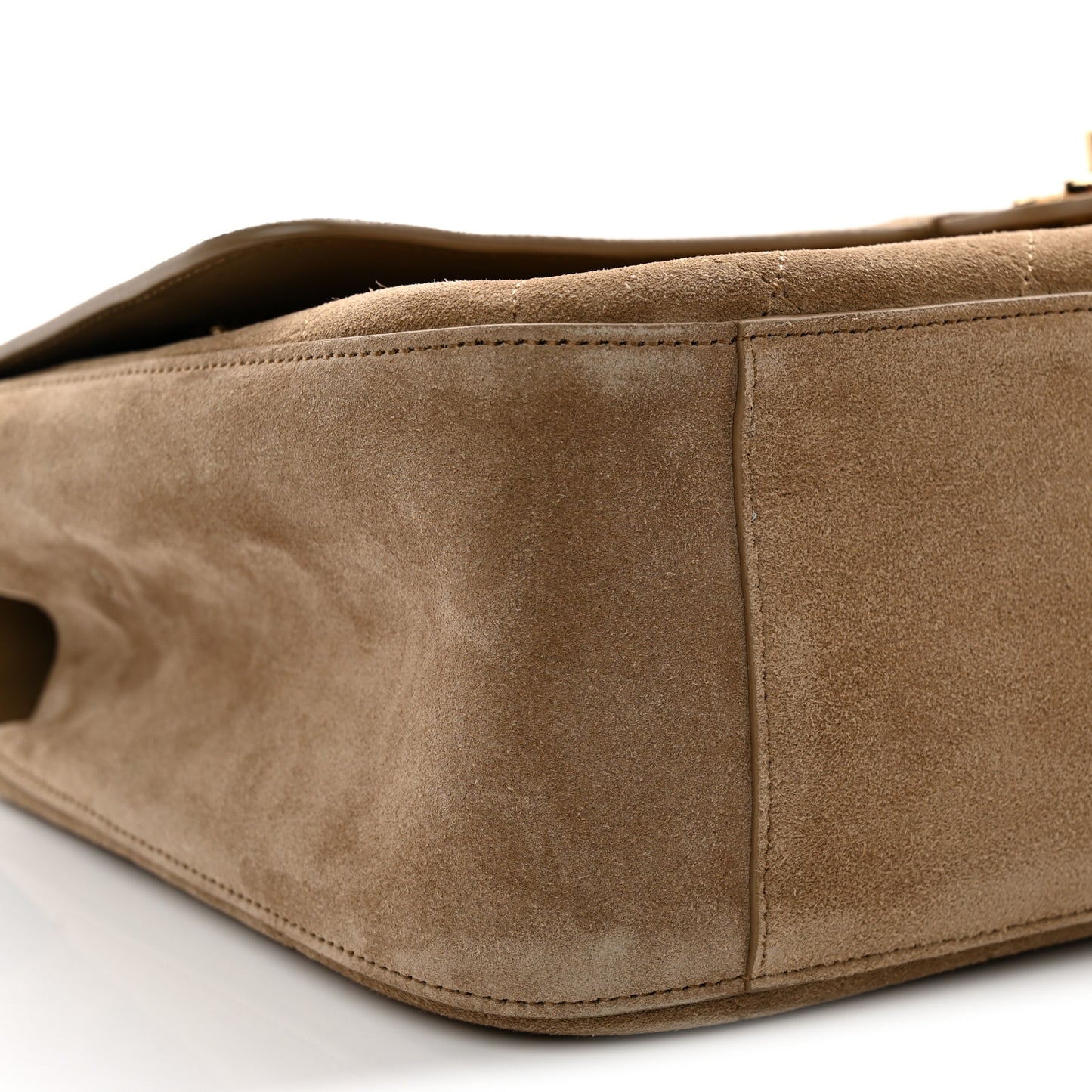 Suede Calfskin Small Souplissimo Maxi Flap Dark Beige