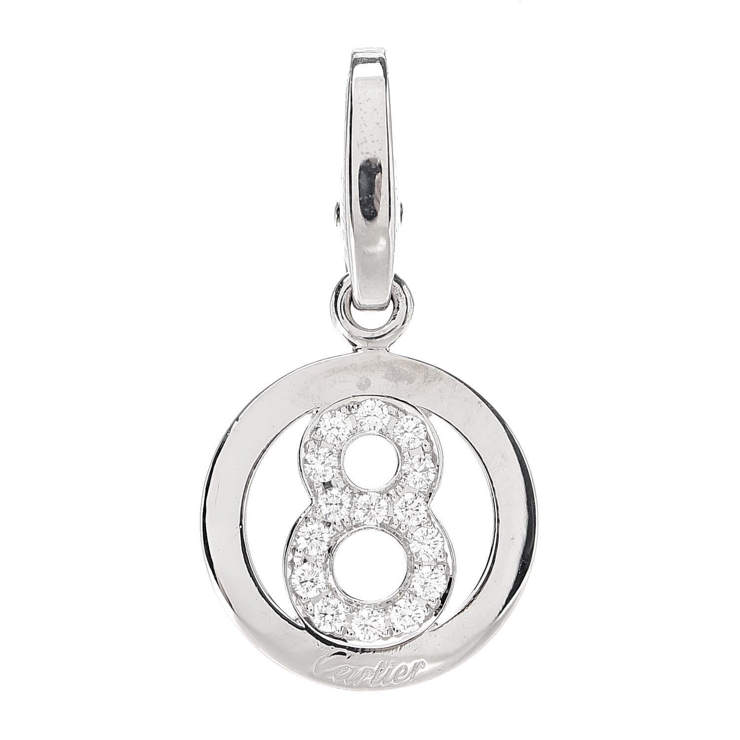 Cartier 18K White Gold Diamond No. 8 Circle Charm 1 of 3