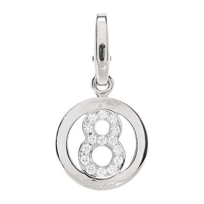 Cartier 18K White Gold Diamond No. 8 Circle Charm 1 of 3