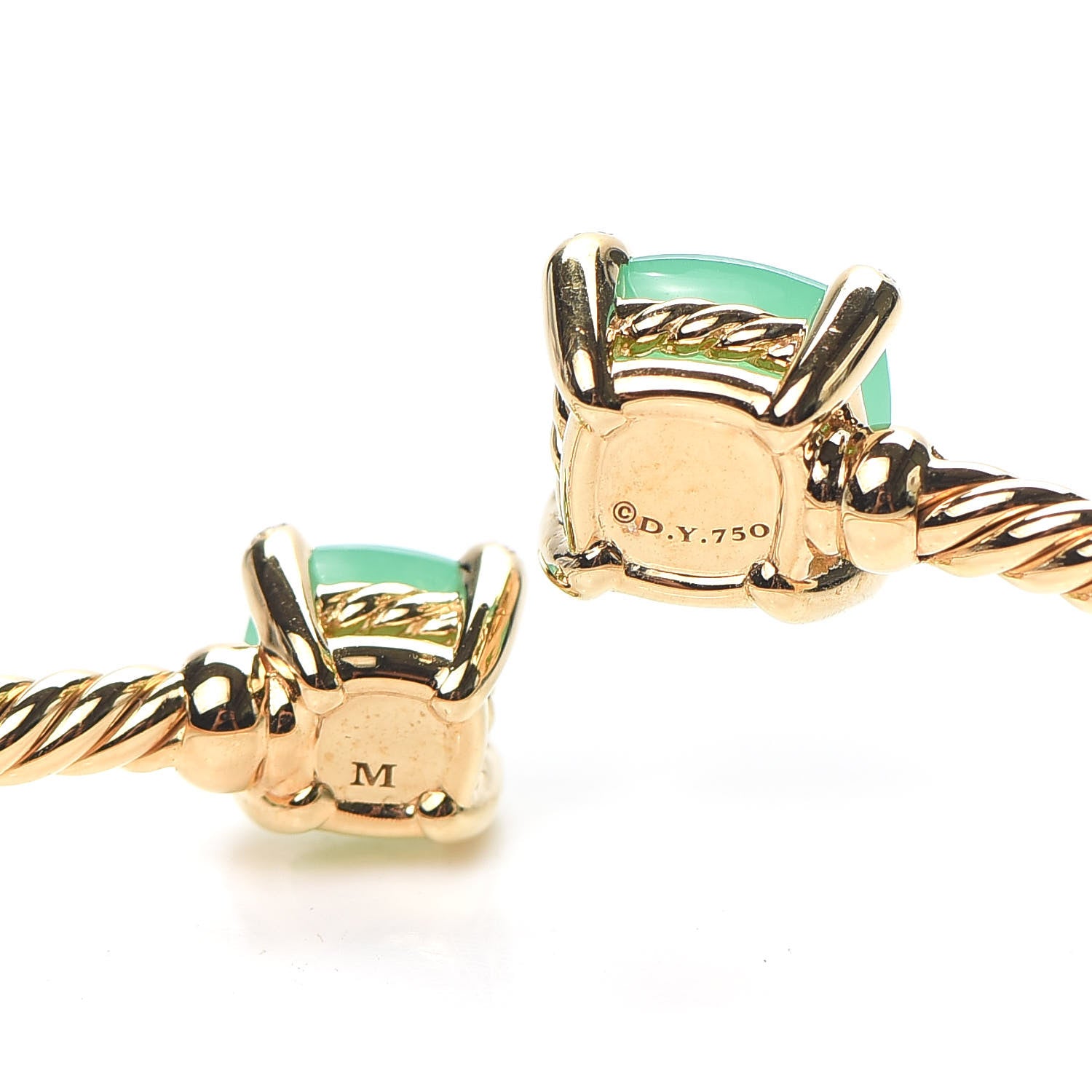 David Yurman 18K Yellow Gold Diamond Chrysoprase Chatelaine Bypass Bracelet 4 of 5