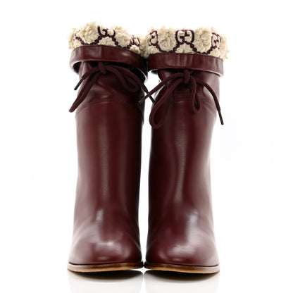 Gucci Calfskin Shearling Ankle Boots 38 Bordeaux 2 of 10