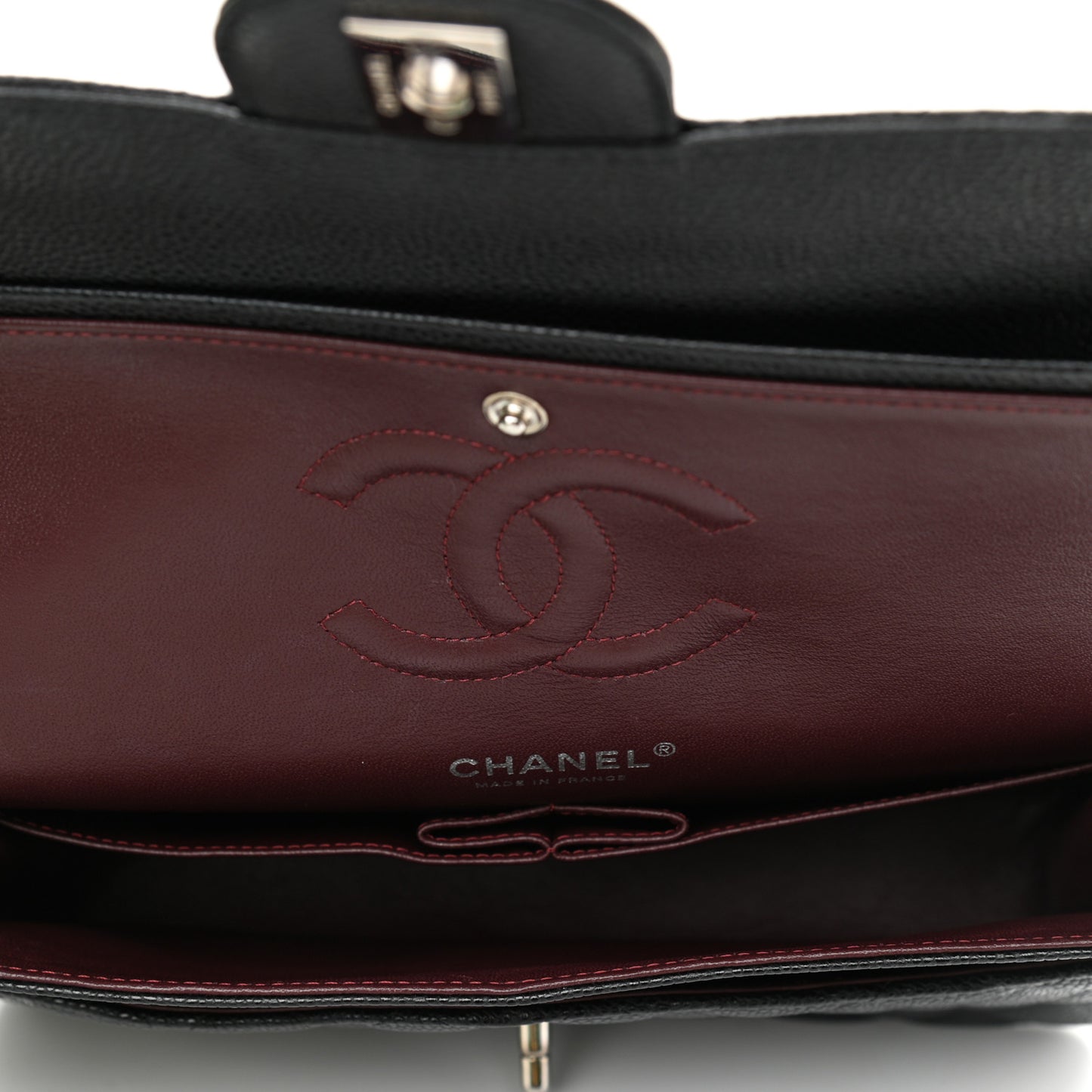 Caviar Quilted Medium Double Flap Black