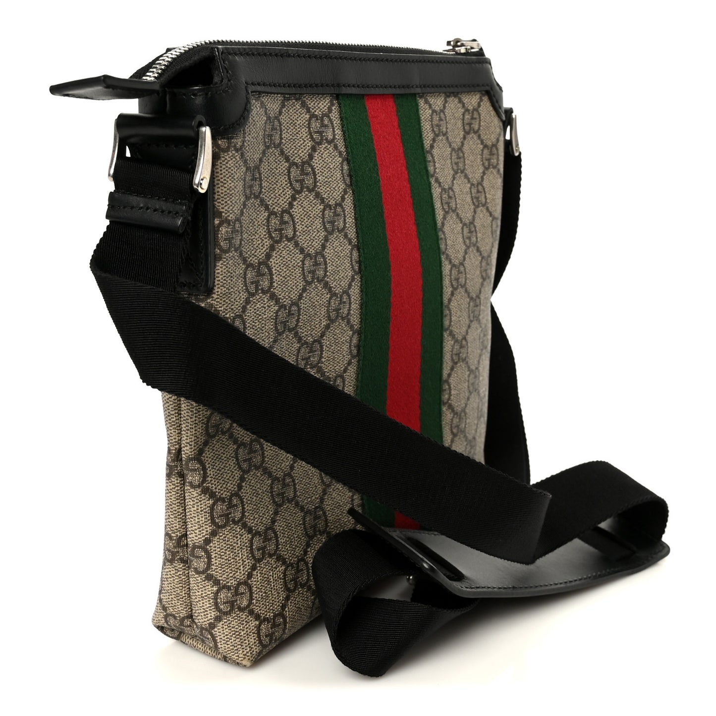 GG Supreme Monogram Web Messenger Bag Black