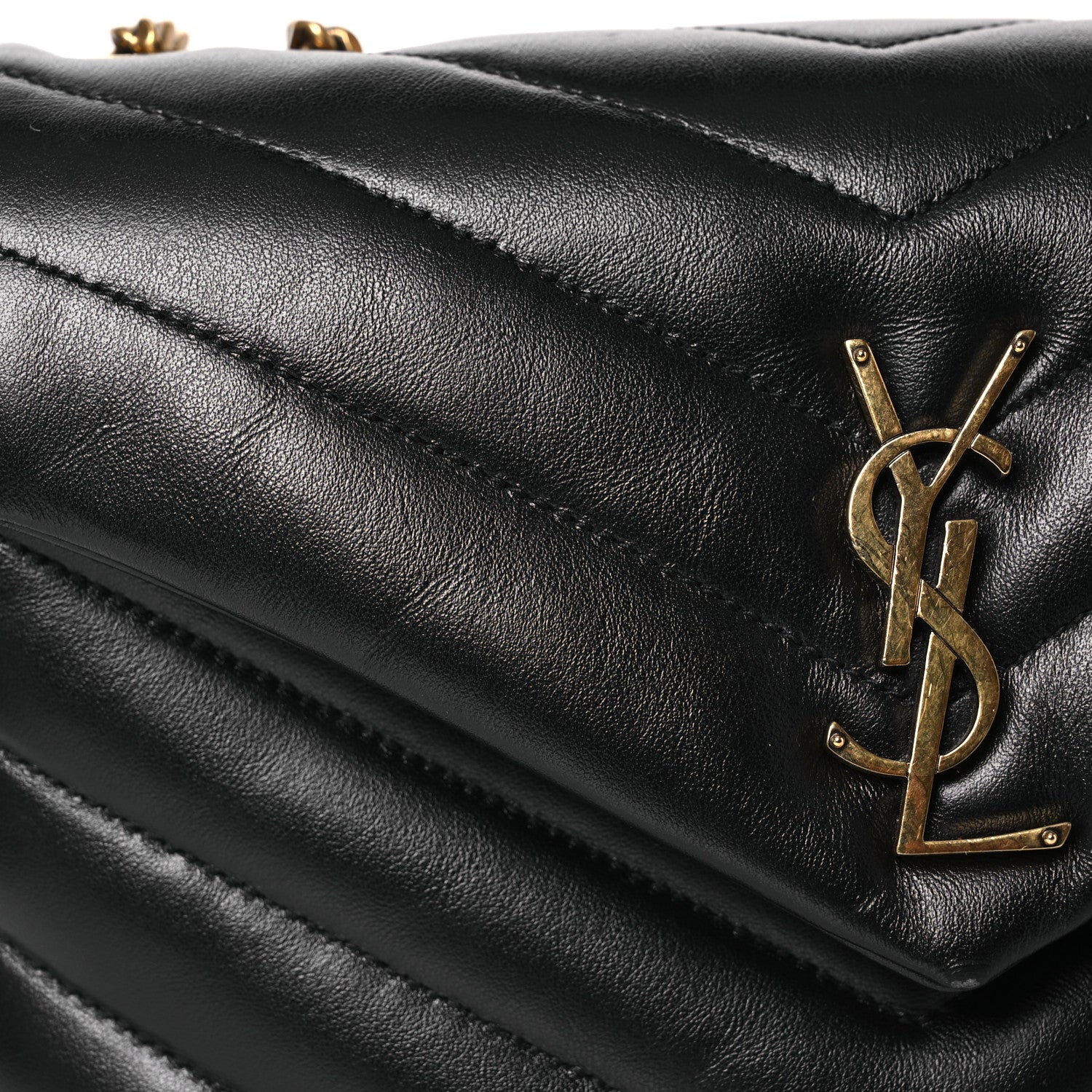 Saint Laurent Calfskin Y Quilted Monogram Small Loulou Chain Satchel Black 8 of 13