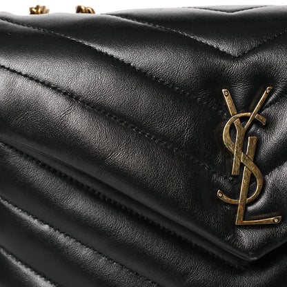 Saint Laurent Calfskin Y Quilted Monogram Small Loulou Chain Satchel Black 8 of 13